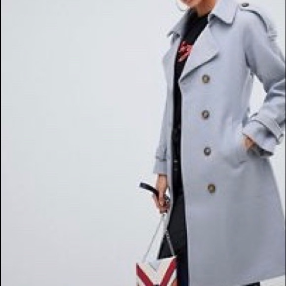 Bohoo dusky blue wool belted coat - Picture 2 of 3